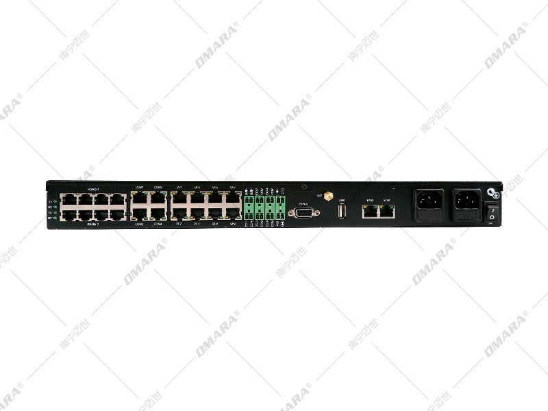 1U带屏机房环境监控一体化主机A6-X600背面接口展示 1U带屏机房环境监控一体化主机A6-X600背面接口展示